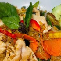 Basil Fried Rice With Chicken · Chicken (can substitute protein) stir-fried with jasmine rice in a spicy basil sauce