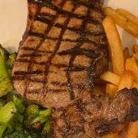 Ny Strip Steak · Strip steak grilled with choice of sides.