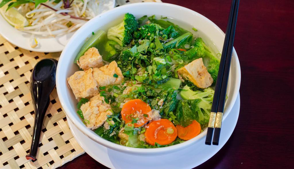 Phở Chay · Vegetable Phở, Tofu With Vegetable Broth or Chicken Broth or Beef Broth.