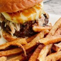 The Brothers Burger · House seasoned ground beef with grilled pineapple, pulled kalua pig, provolone, tonkatsu jap...