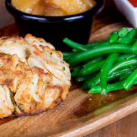 Crab Cake Dinner · A broiled half pound crab cake made with colossal and jumbo lump crab meat and a blend of ou...
