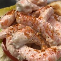 Shrimp Salad Sandwich · A generous portion of our homemade shrimp salad served with pickle and chips can substitute ...