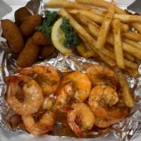 Steamed Shrimp · 1/2 lb Xlarge gulf shrimp steamed and served w/ 2 sides