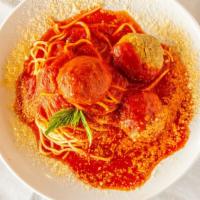 Pasta Marinara · Spaghetti tossed with marinara sauce and parmesan cheese. Add meatballs, sausage, or roasted...