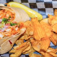 Buffalo Chicken Wrap · Crispy Chicken Tenders tossed  Buffalo Sauce with Lettuce, Tomatoes & Ranch in a Wrap