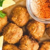 Crab Balls · Made with real crab meat.