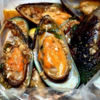 Mussels · Served with Corns and Potatoes.