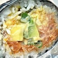 Spicy Poke Tuna · Spicy tuna, green onion, avocado, tempura flakes, asparagus, mango with spicy mayo. Served w...