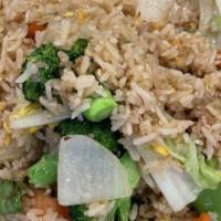 Classic Fried Rice · simplicity at its best, classic fried rice w/light soy sauce egg, scallions, onion, cilantro...
