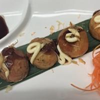 Takoyaki Balls (5 Pieces) · Deep fried octopus balls with Japanese mayo and eel sauce.