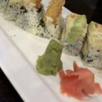 Towson Roll (8 Pieces) · Shrimp tempura roll, real crab meat and avacado on the top.